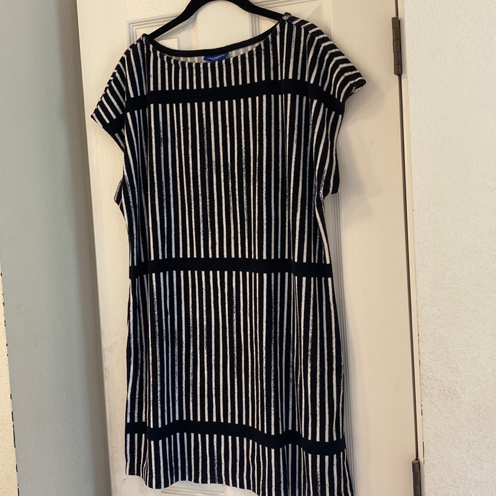 Marimekko Black and White Striped Swim Coverup